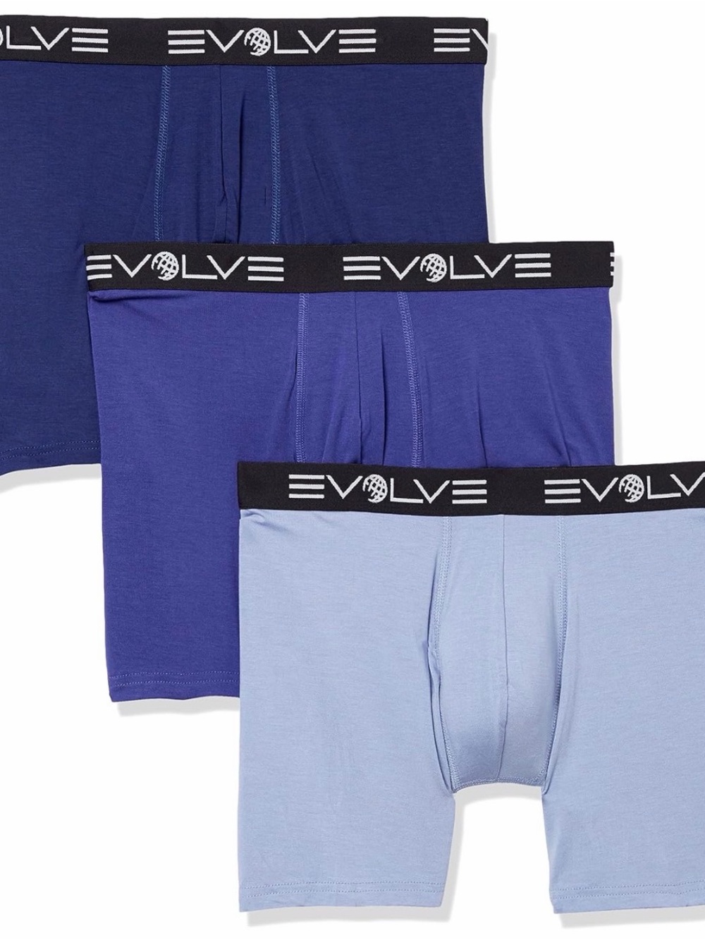 NWT L Evolve 3-Pack Men’s Luxe Boxer Briefs - Ocean/Purple/Noon Blue